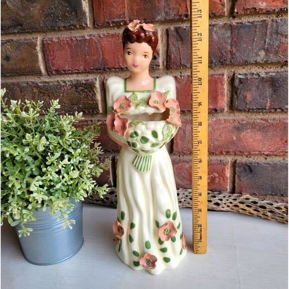 Vintage Beautiful & Rare Tall California Pottery Elegant Lady Bouquet Vase - Picture 9 of 12